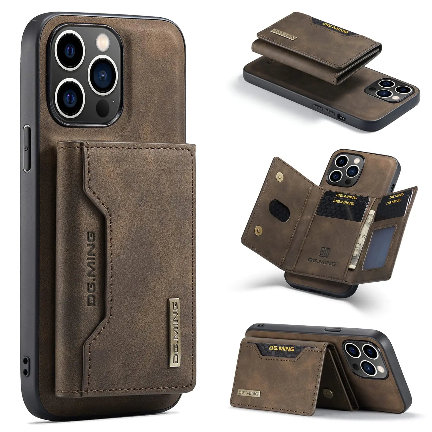 iPhone 15 Pro Max（6.7), 2 in 1 Detachable Back Cover& Leather Wallet Phone Cases, Wallet Case with Card HolderLeather Pocket Phone Cases (Coffee)